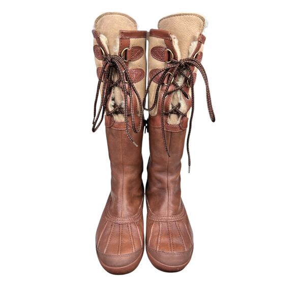 UGG Women’s Belcloud Brown Leather Duck Lined Boots Size US 8.5 - Picture 7 of 10